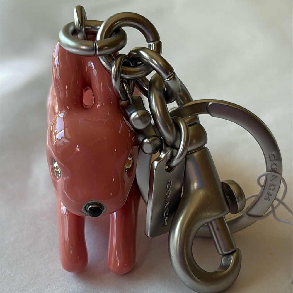 🐰🌸🐰Coach Silver and Pink Bunny Charm Key Chain 🐰🌸🐰  NWT 🐰🌸🐰 - Picture 5 of 16